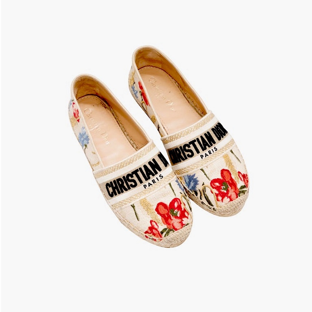 DIOR GRANVILLE ESPADRILLE - Cream with floral design